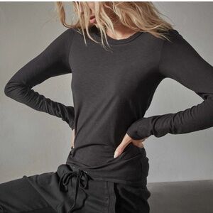 James Perse Classic Black Crew Neck Top
